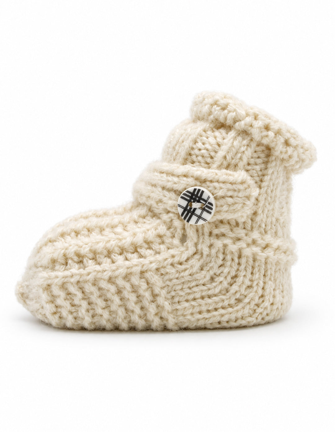 Baby Knitted Booties with Decorative Button Cream at Zubaidas Best Online Baby and Kids Store in Pakistan