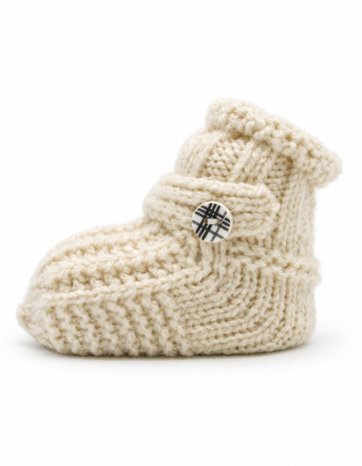 Baby Knitted Booties with Decorative Button Cream at Zubaidas Best Online Baby and Kids Store in Pakistan