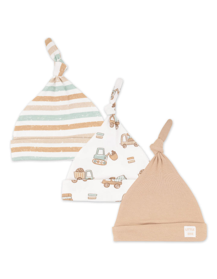 Baby Knotted Cap Pack of 3 Little One at Zubaidas
