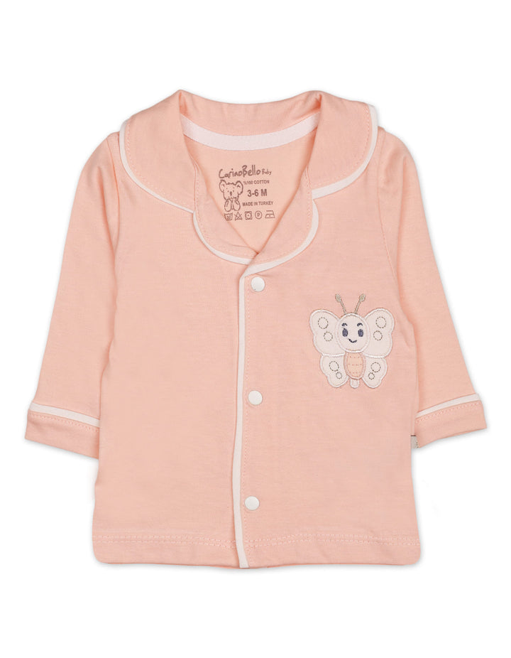 Baby Night Suit 2 Pcs Embroidered Butterfly Peach at Zubaidas Online Pakistan