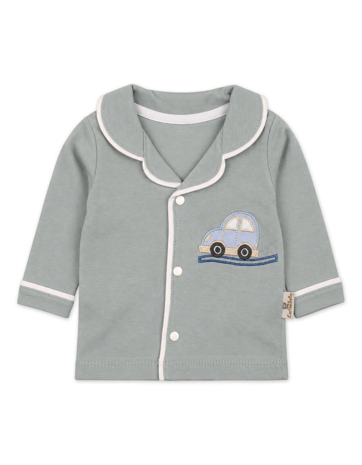 Baby Night Suit 2 Pcs Embroidered Car Green at Zubaidas Online Pakistan