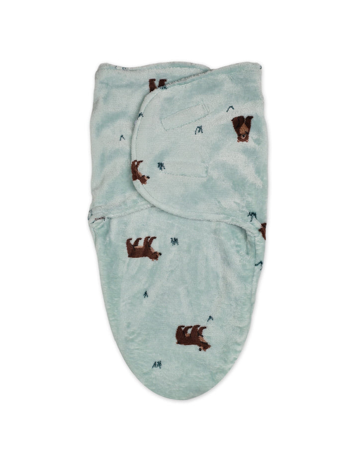 Baby Plush Swaddle Wrap with Velcro Closure Bear Green at Zubaidas Official Pakistan