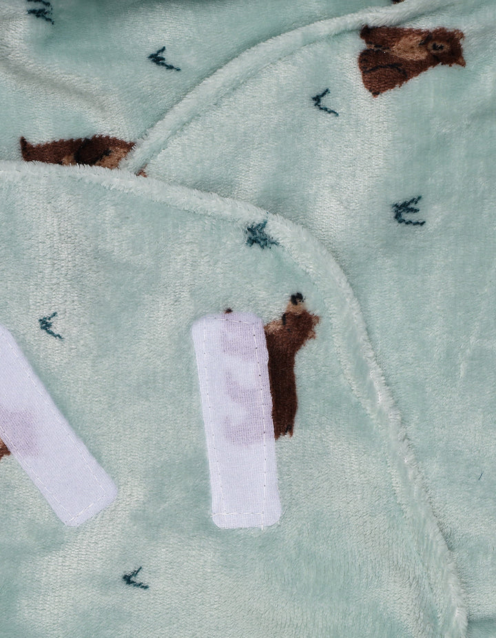 Baby Plush Swaddle Wrap with Velcro Closure Bear Green at Zubaidas Online Pakistan