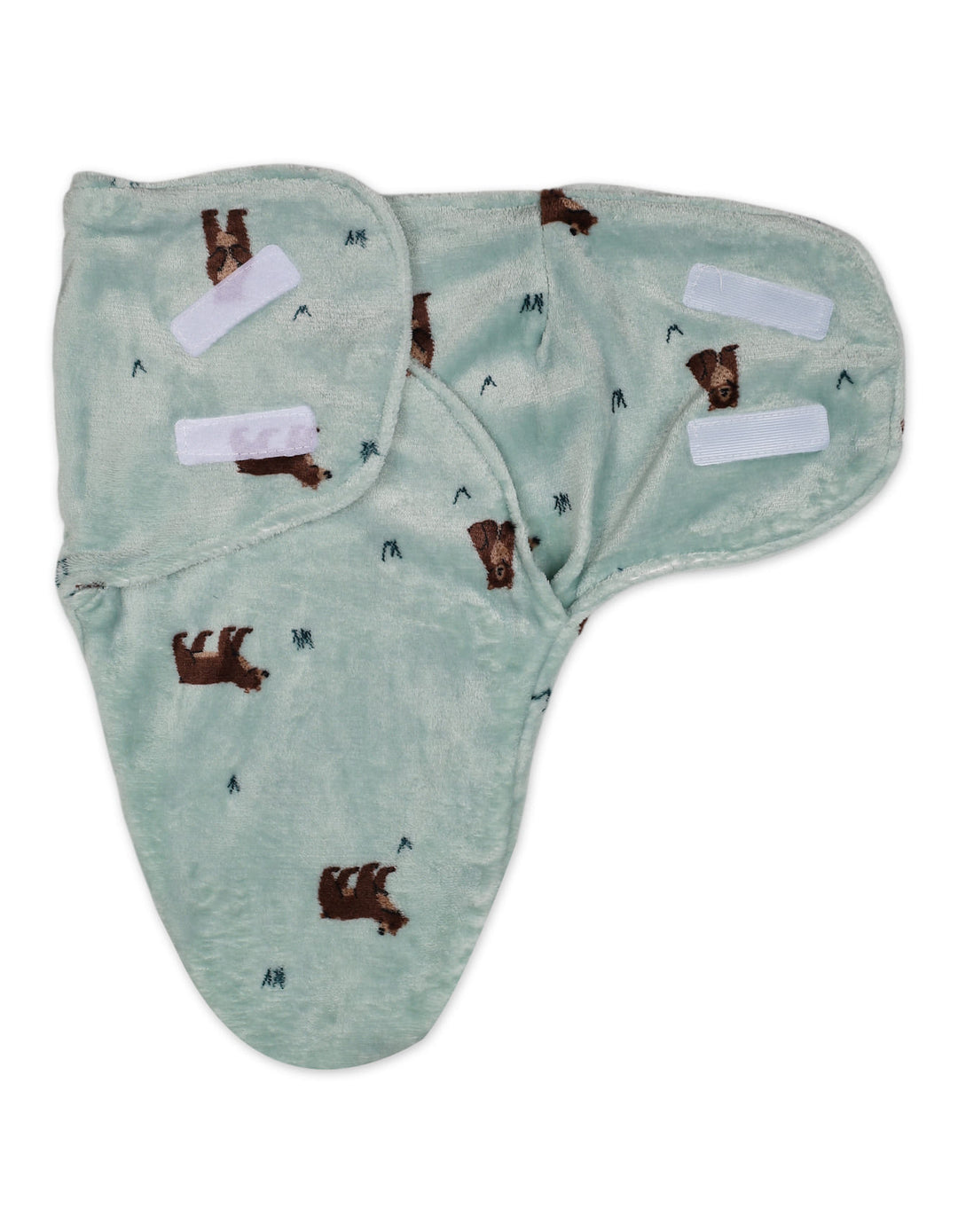 Baby Plush Swaddle Wrap with Velcro Closure Bear Green at Zubaidas