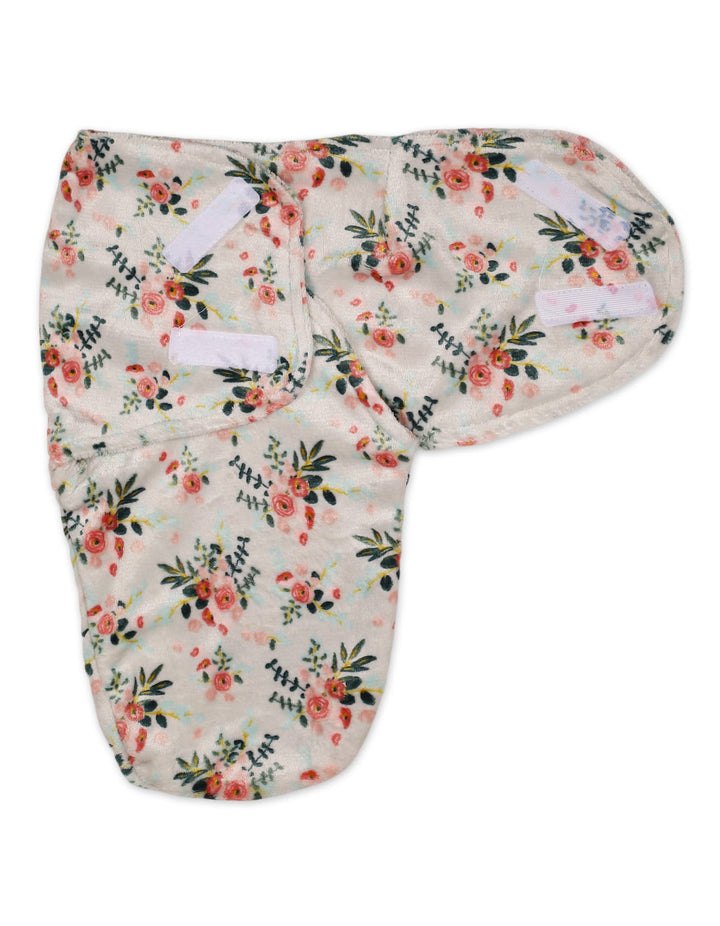 Baby Plush Swaddle Wrap with Velcro Closure Floral Print at Zubaidas