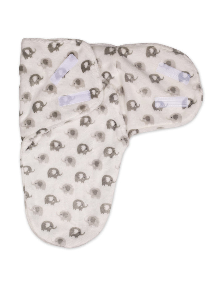 Baby Plush Swaddle Wrap with Velcro Closure Grey Elephants at Zubaidas Official Pakistan