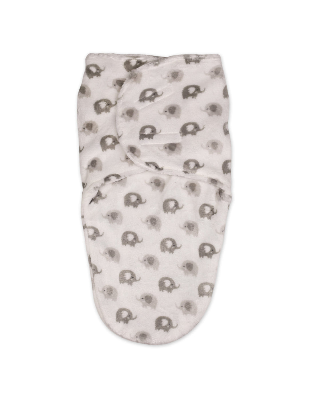 Baby Plush Swaddle Wrap with Velcro Closure Grey Elephants at Zubaidas