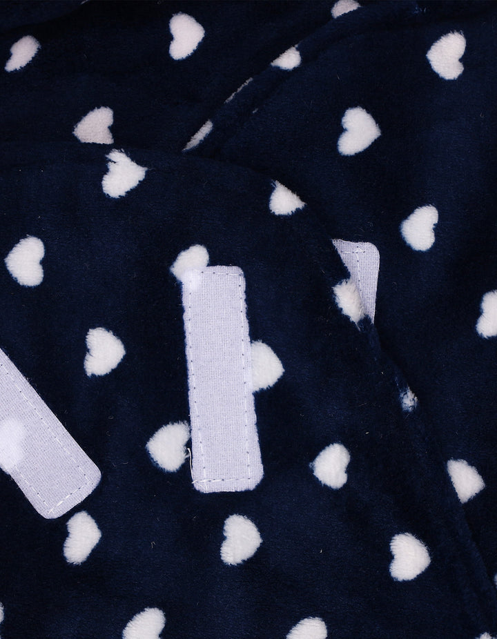 Baby Plush Swaddle Wrap with Velcro Closure Hearts Navy Blue at Zubaidas Online Pakistan