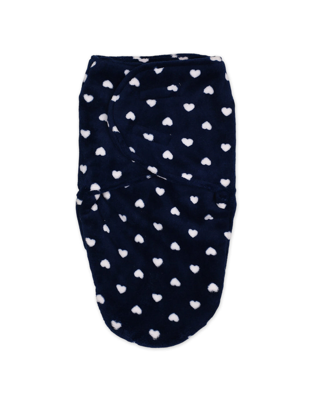 Baby Plush Swaddle Wrap with Velcro Closure Hearts Navy Blue at Zubaidas