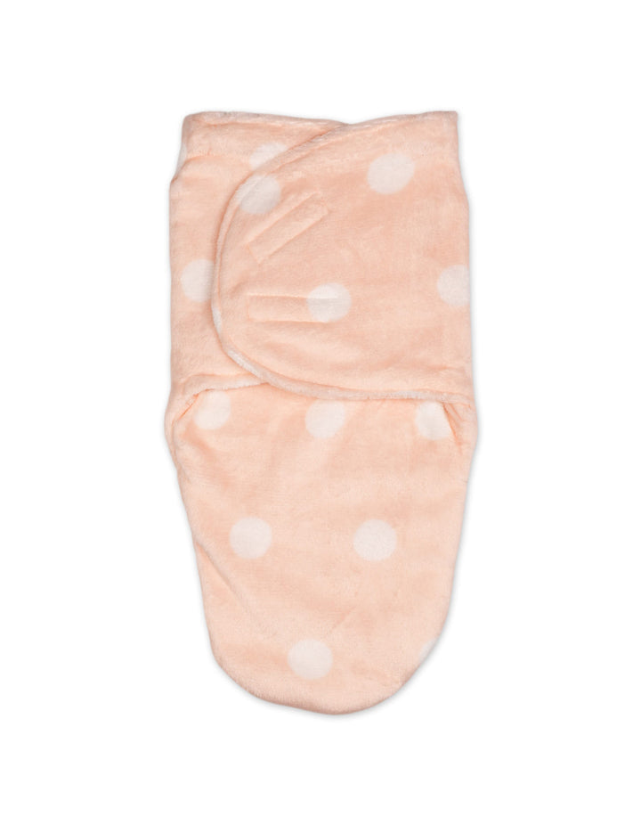 Baby Plush Swaddle Wrap with Velcro Closure Polka Dot Peach at Zubaidas Online Pakistan