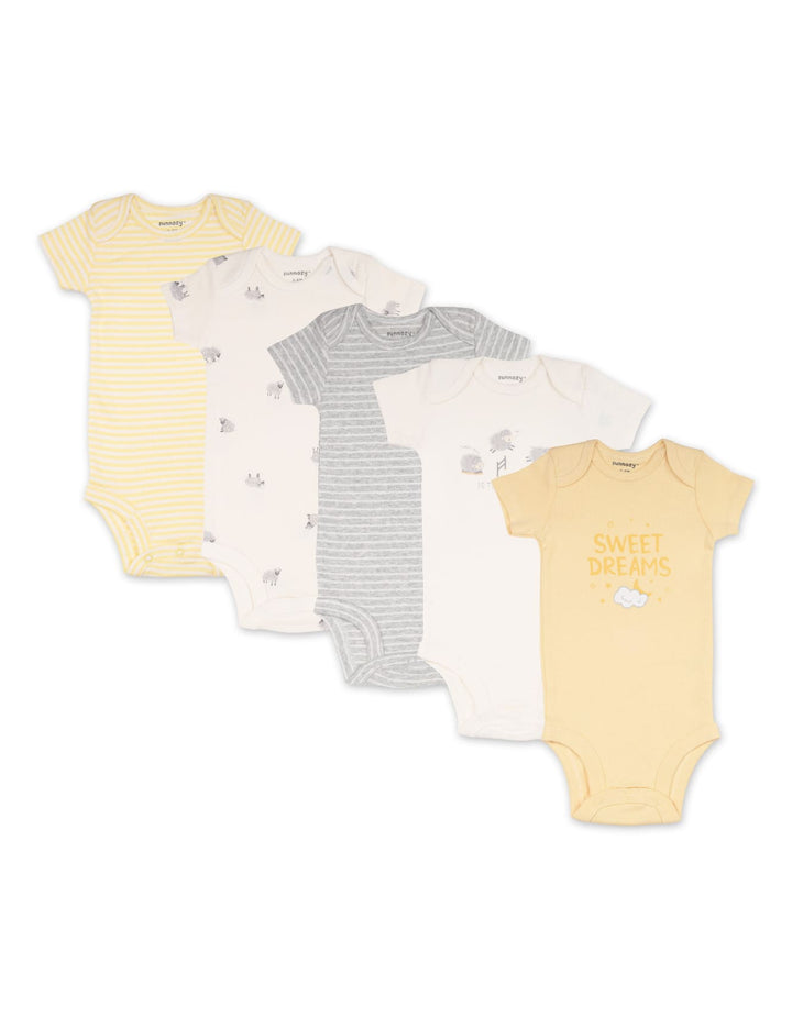 Baby Short Sleeve Bodysuits Pack of 5 Sweet Dreams at Zubaidas