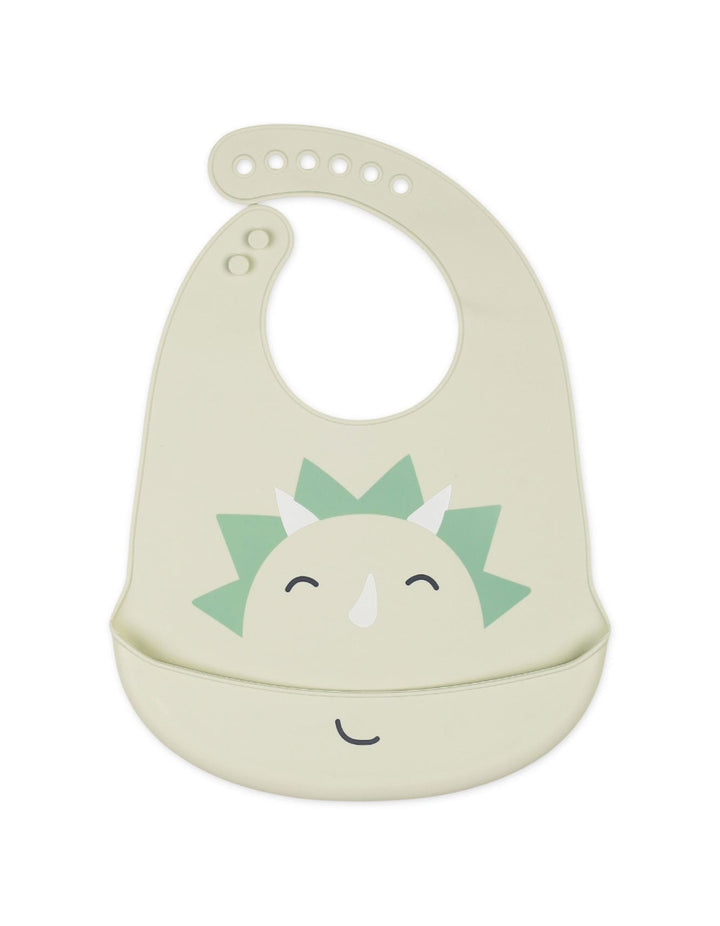 Baby Silicon Bib Dinosaur Light Green at Zubaidas