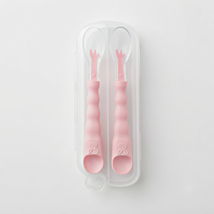 Baby Silicone Feeding Spoon 2Pcs Peach at Zubaidas