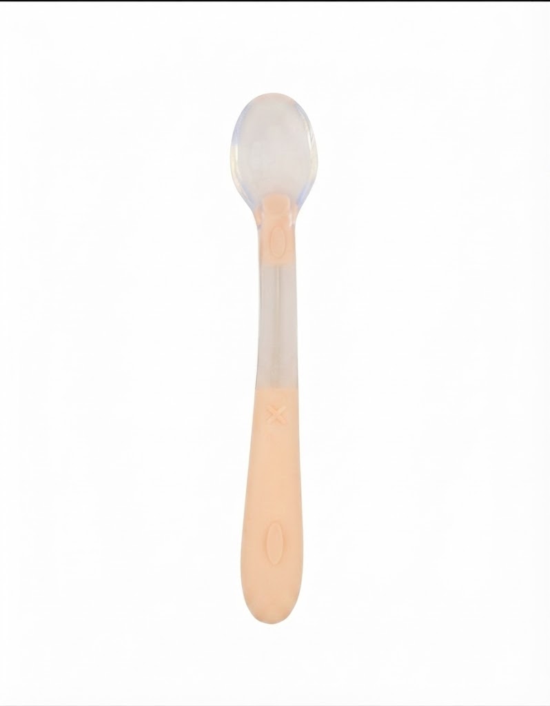 Baby Silicone Feeding Spoon Peach at Zubaidas