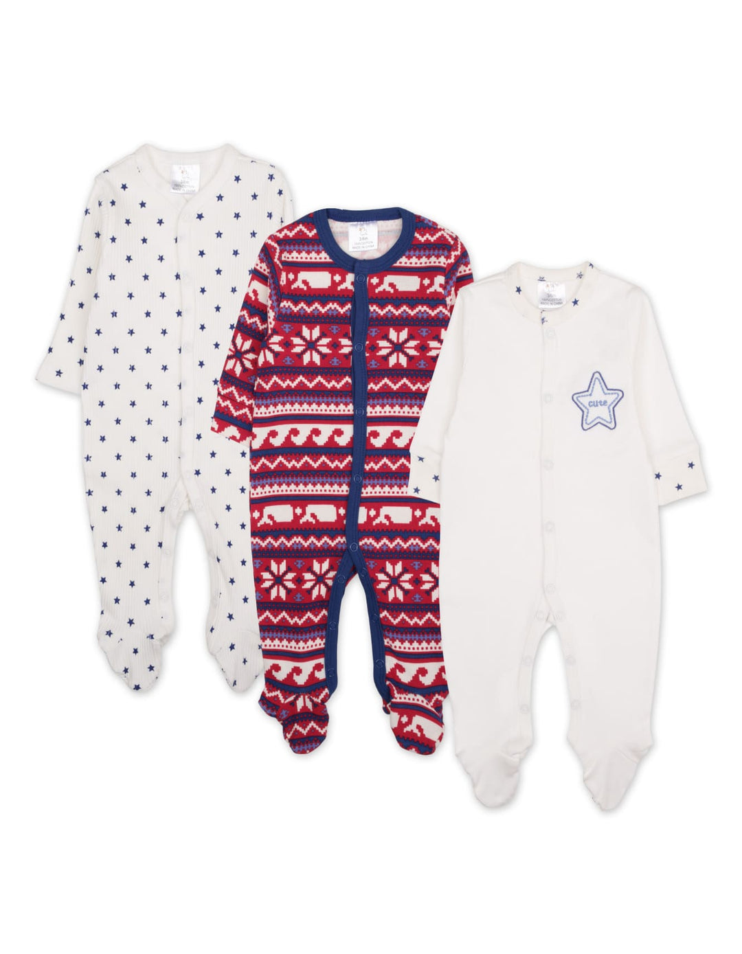 Baby Sleepsuit Pack of 3 Cute Star at Zubaidas