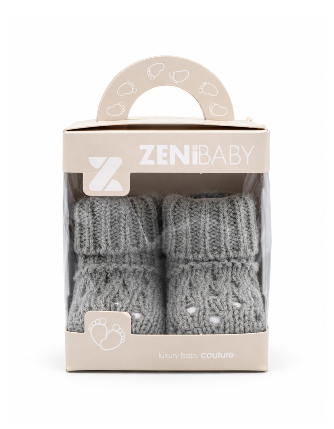 Baby Soft Knit Booties Grey at Zubaidas