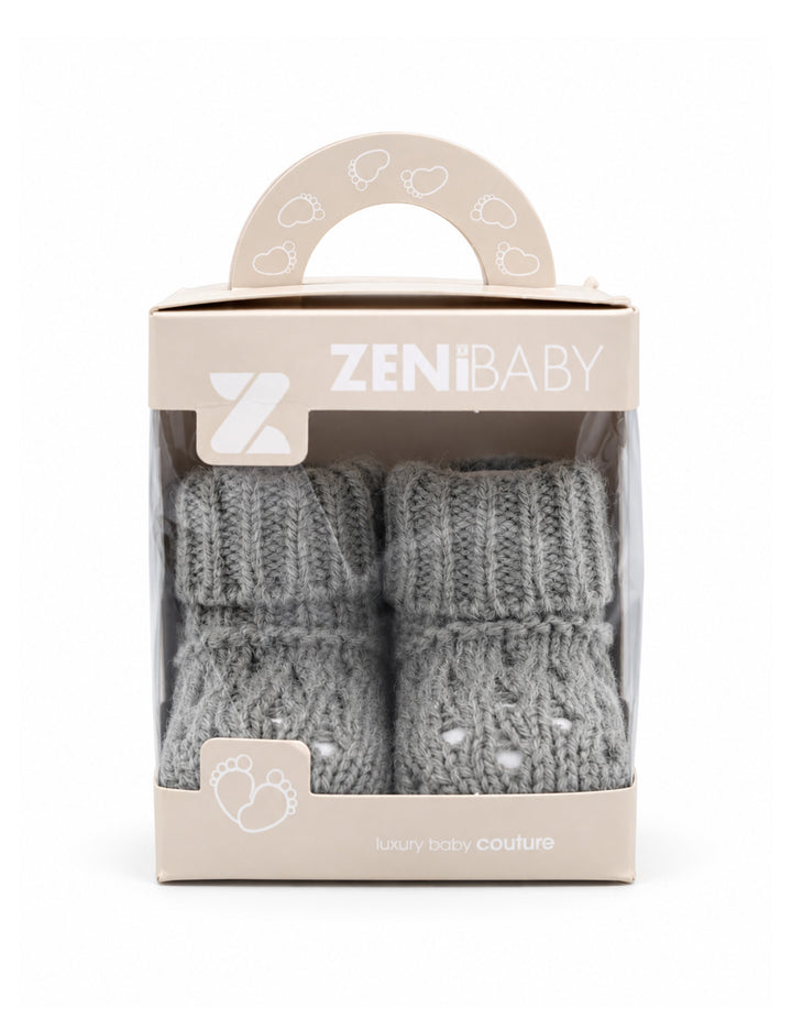 Baby Soft Knit Booties Grey at Zubaidas