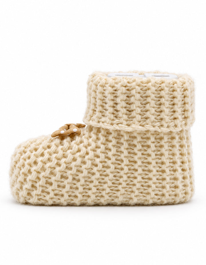 Baby Soft Knit Booties with Bow Beige at Zubaidas Online Pakistan
