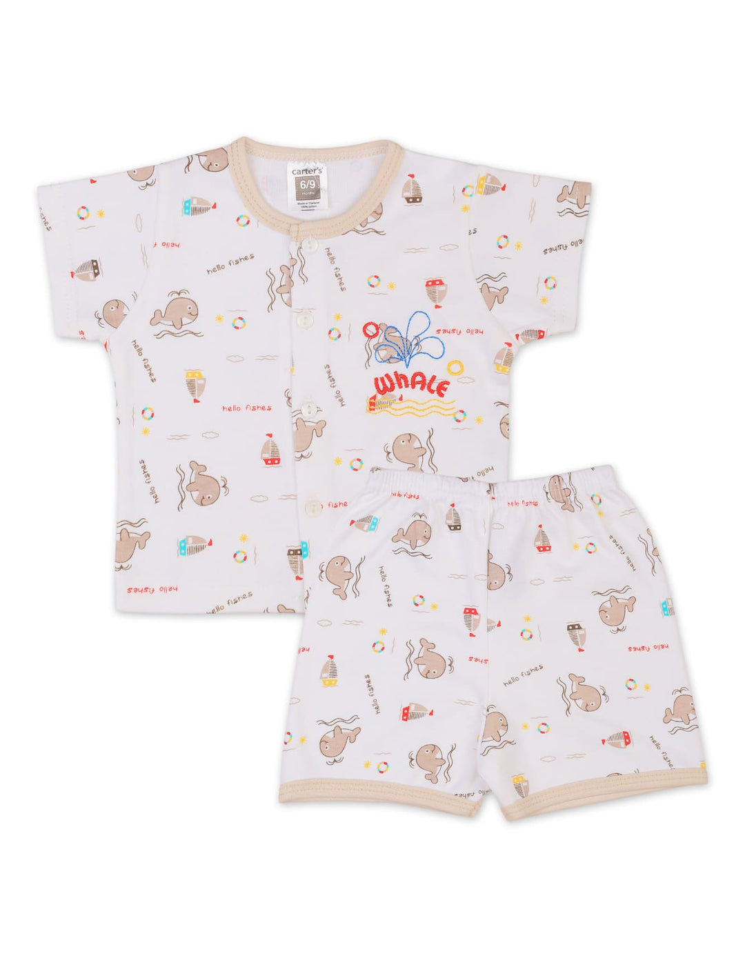 Baby Summer Co Ord Set Whale Beige at Zubaidas