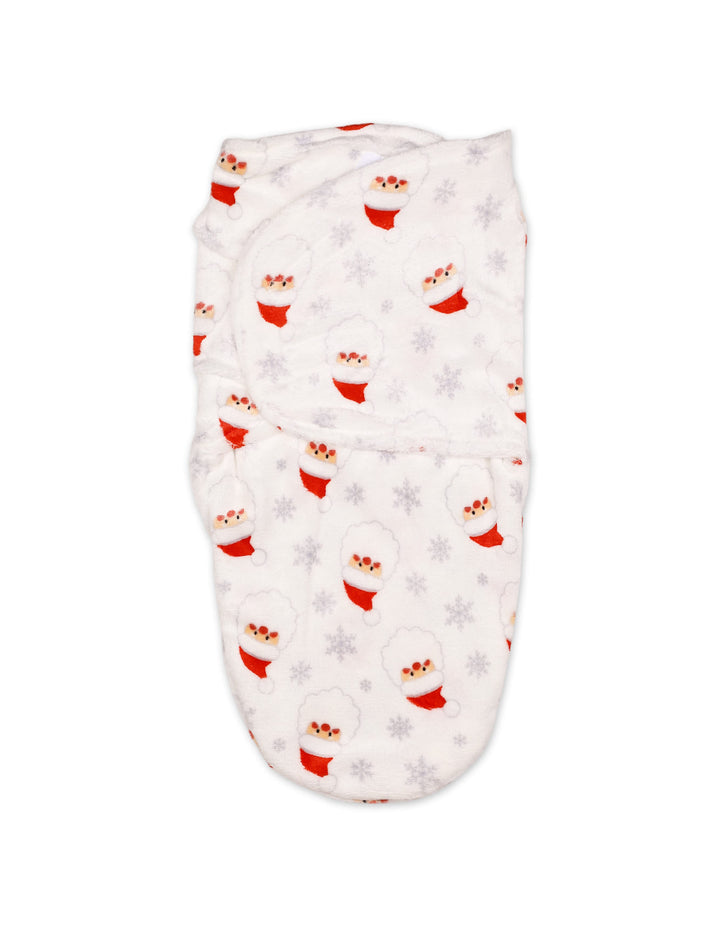 Baby Swaddle Wrap with Velcro Closure Santa White and Red at Zubaidas Online Pakistan