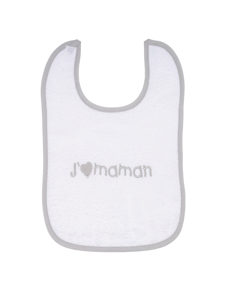 Baby Towel Bibs I Love Mama Grey at Zubaidas
