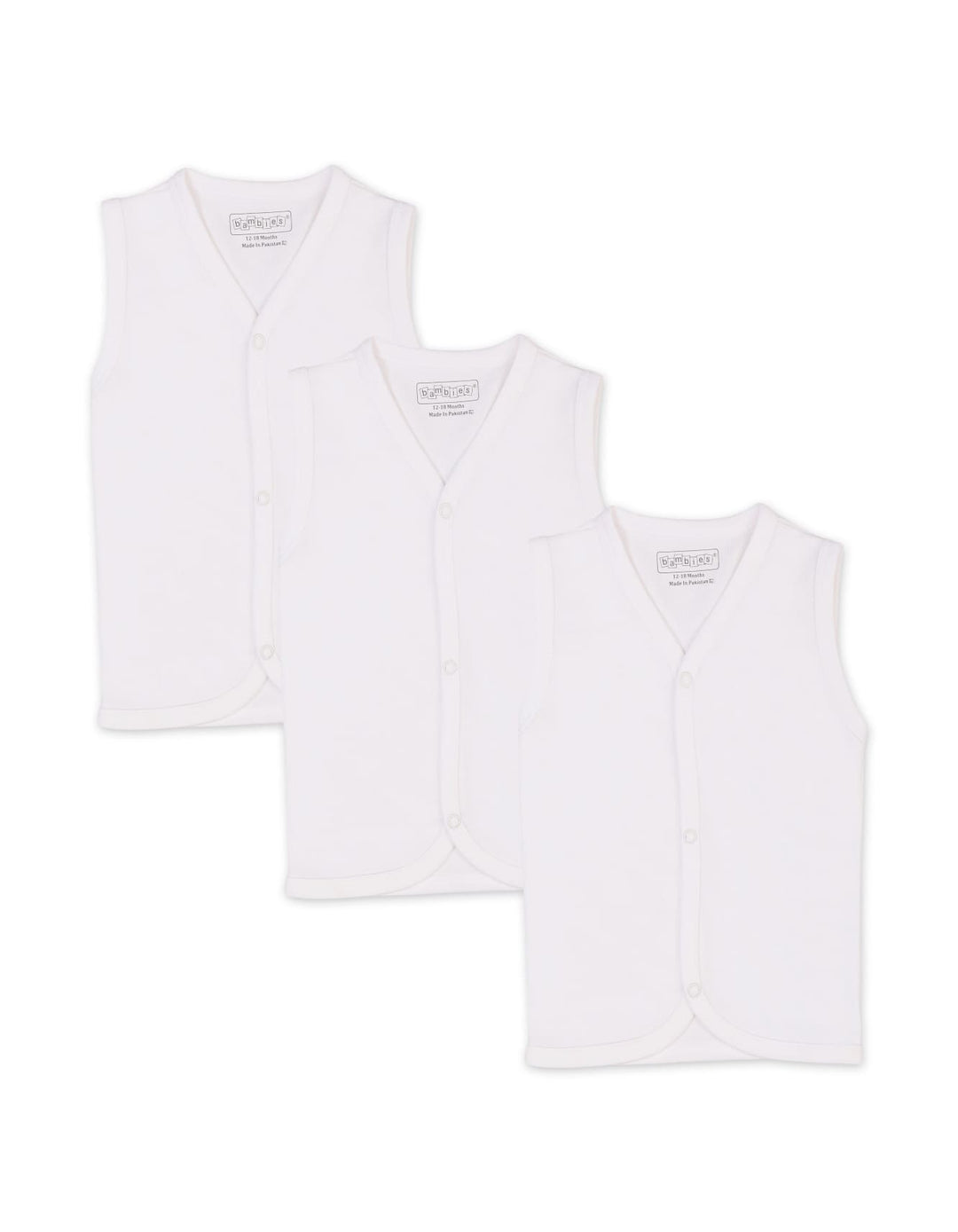 Baby Vest Pack of 3 Bambies White at Zubaidas