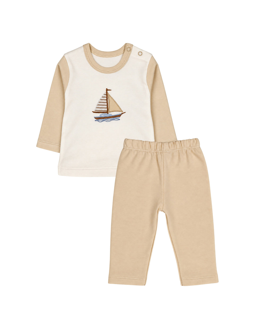 Baby Winter 2 Piece Suit Set Sailboat Cream and Off White at Zubaidas