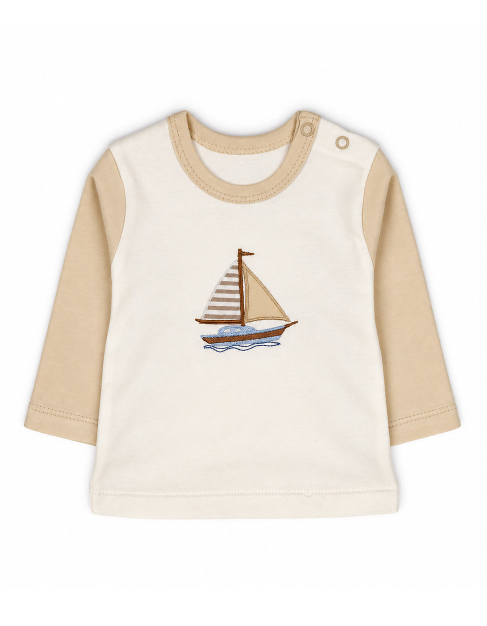 Baby Winter 2 Piece Suit Set Sailboat Cream and Off White at Zubaidas Official Pakistan