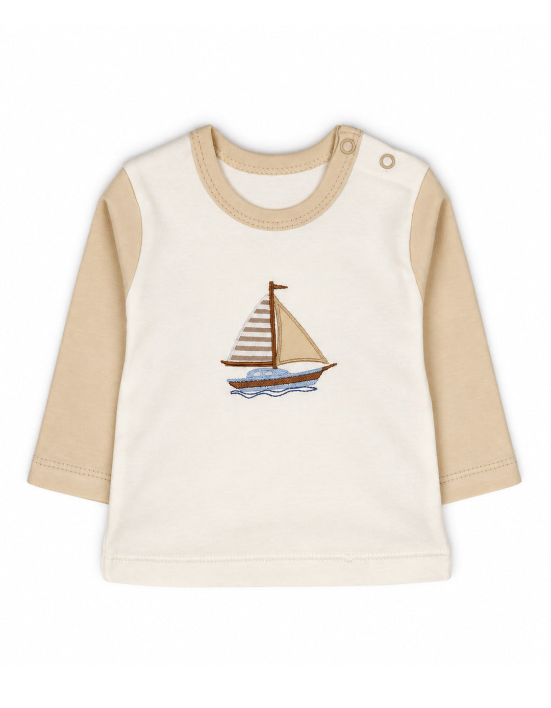 Baby Winter 2 Piece Suit Set Sailboat Cream and Off White at Zubaidas Official Pakistan