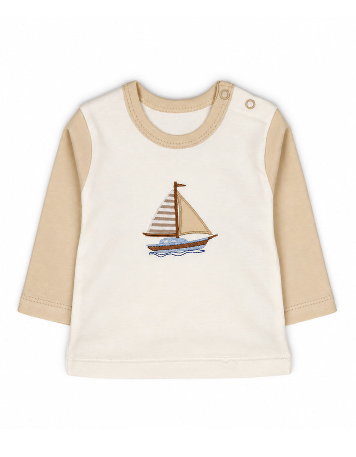 Baby Winter 2 Piece Suit Set Sailboat Cream and Off White at Zubaidas Official Pakistan