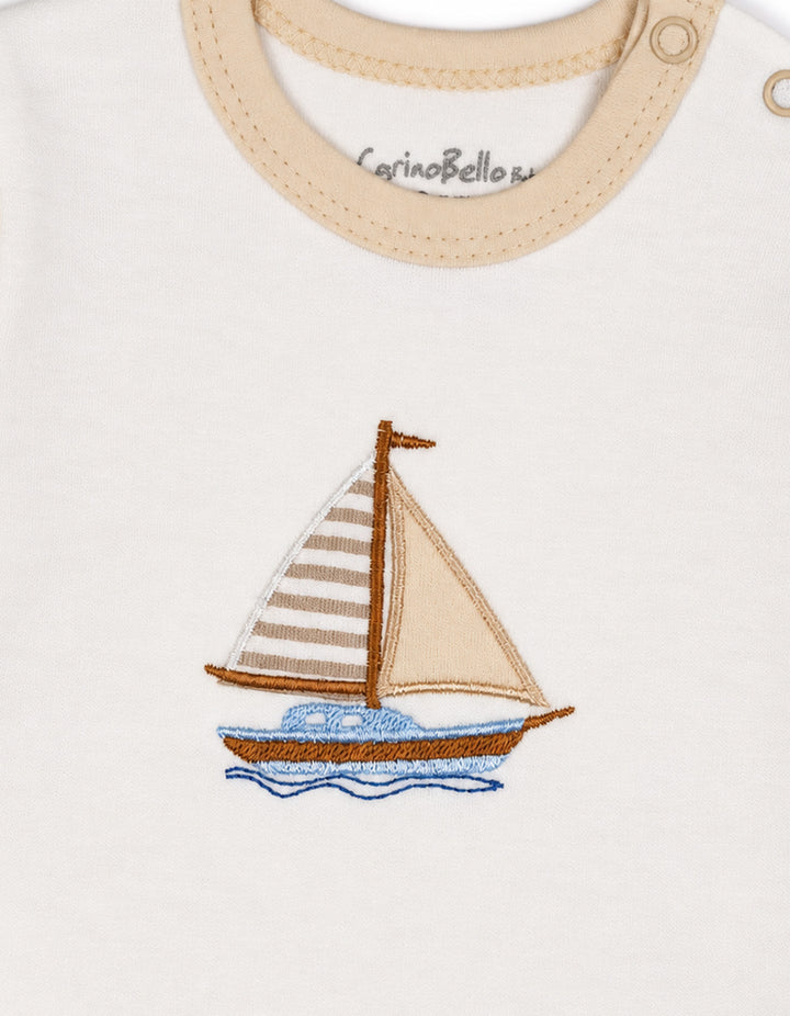 Baby Winter 2 Piece Suit Set Sailboat Cream and Off White at Zubaidas Online Pakistan