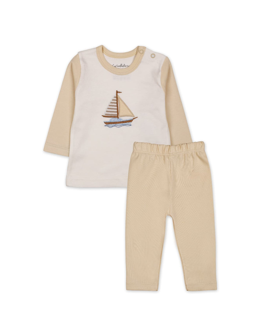 Baby Winter 2 Piece Suit Set Sailboat Cream and Off White at Zubaidas