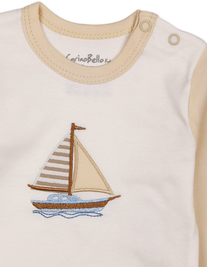 Baby Winter 2 Piece Suit Set Sailboat Cream and Off White at Zubaidas Online Pakistan