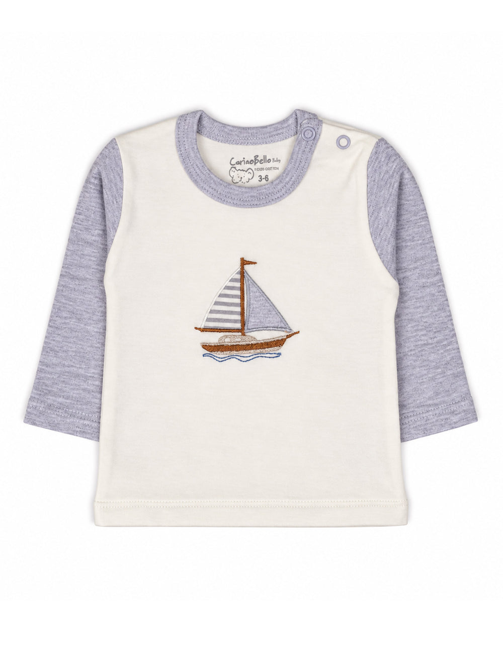 Baby Winter 2 Piece Suit Set Sailboat Grey and Off White at Zubaidas Official Pakistan