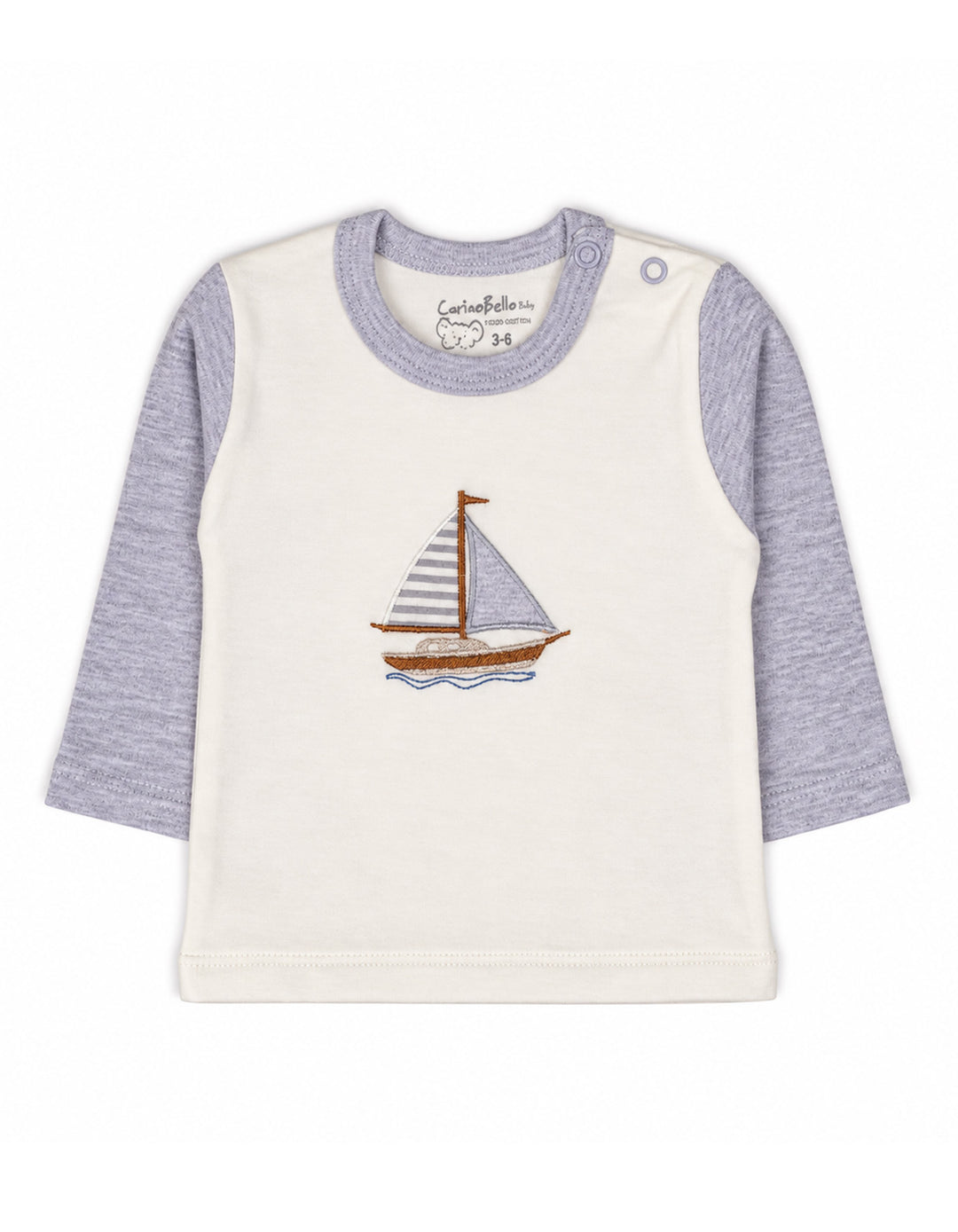 Baby Winter 2 Piece Suit Set Sailboat Grey and Off White at Zubaidas Official Pakistan
