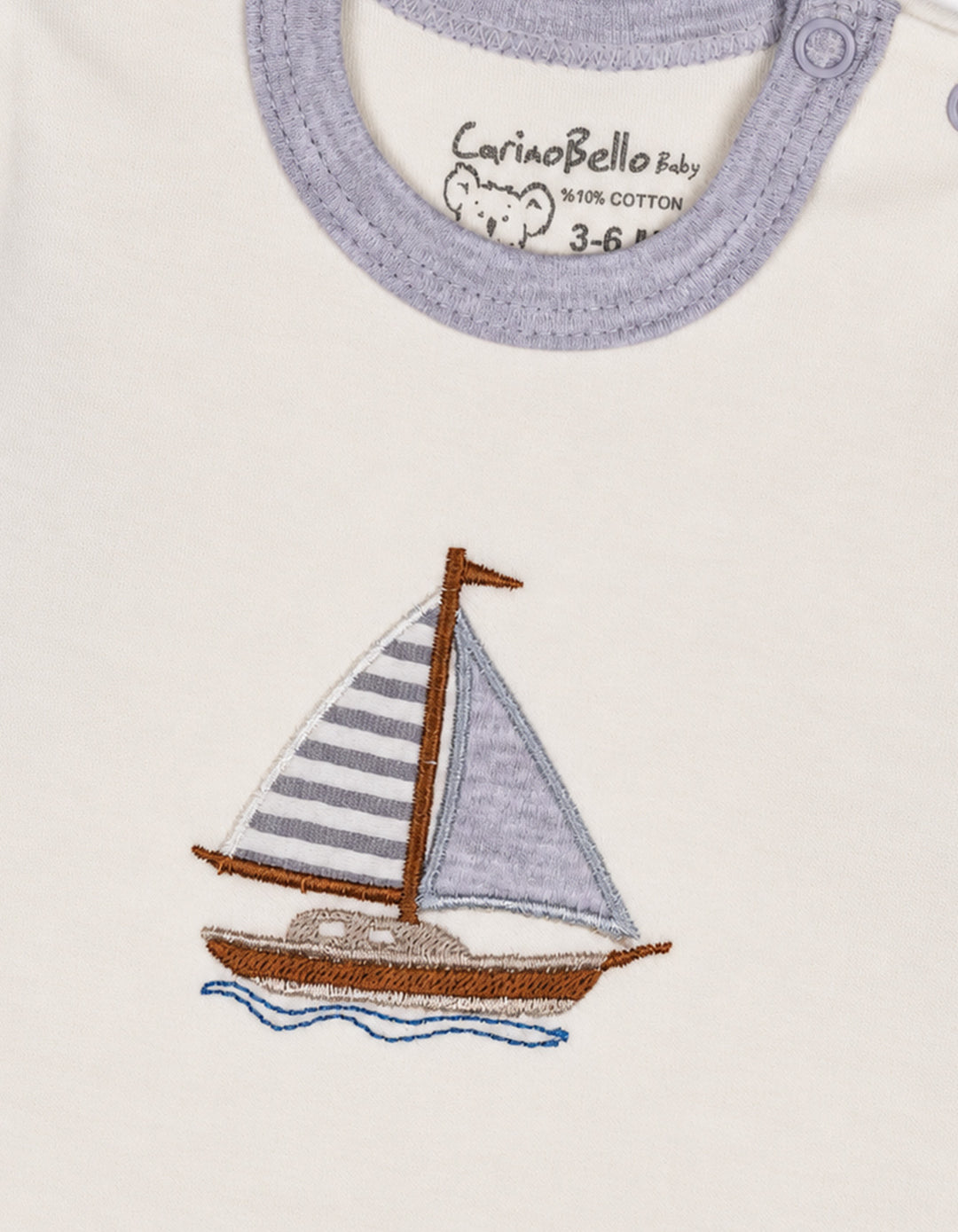 Baby Winter 2 Piece Suit Set Sailboat Grey and Off White at Zubaidas Online Pakistan
