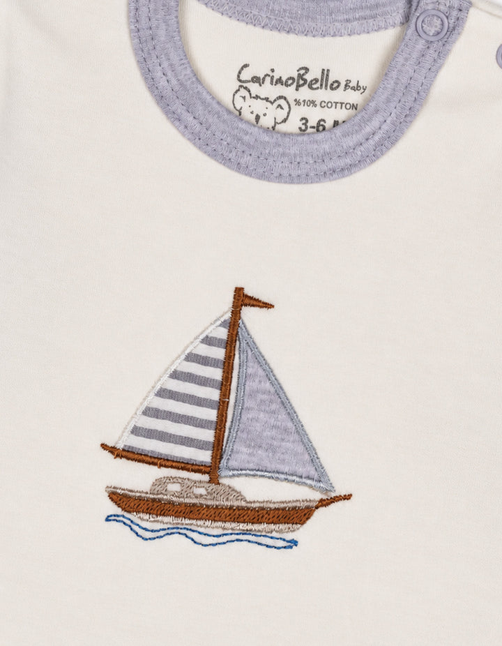 Baby Winter 2 Piece Suit Set Sailboat Grey and Off White at Zubaidas Online Pakistan