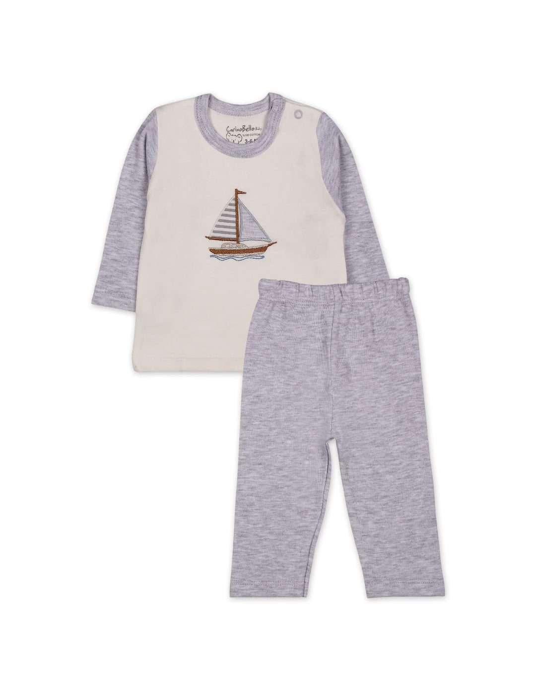 Baby Winter 2 Piece Suit Set Sailboat Grey and Off White at Zubaidas