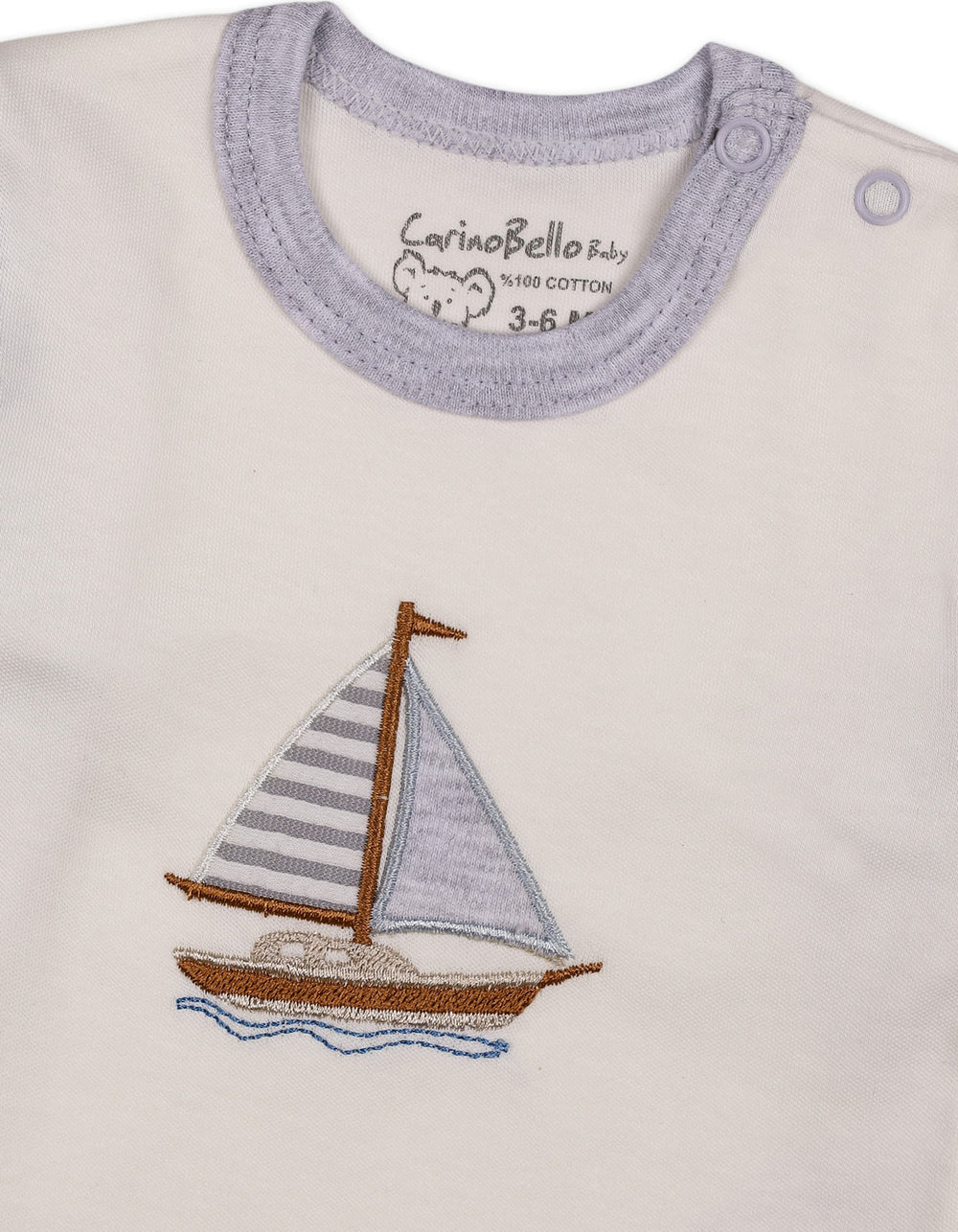 Baby Winter 2 Piece Suit Set Sailboat Grey and Off White at Zubaidas Official Pakistan