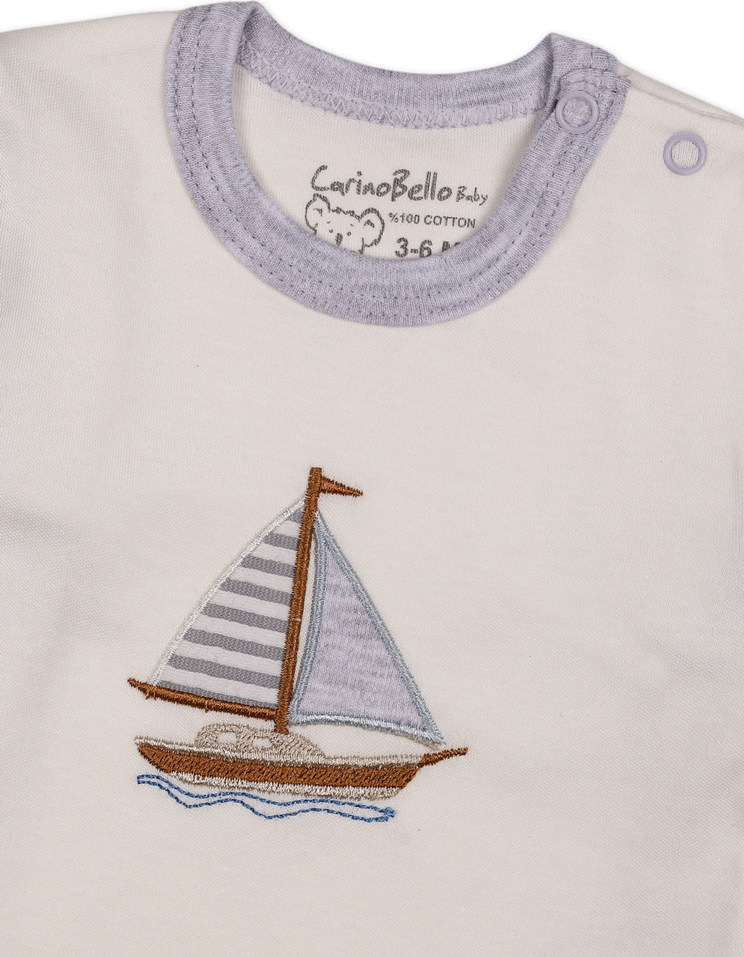 Baby Winter 2 Piece Suit Set Sailboat Grey and Off White at Zubaidas Official Pakistan