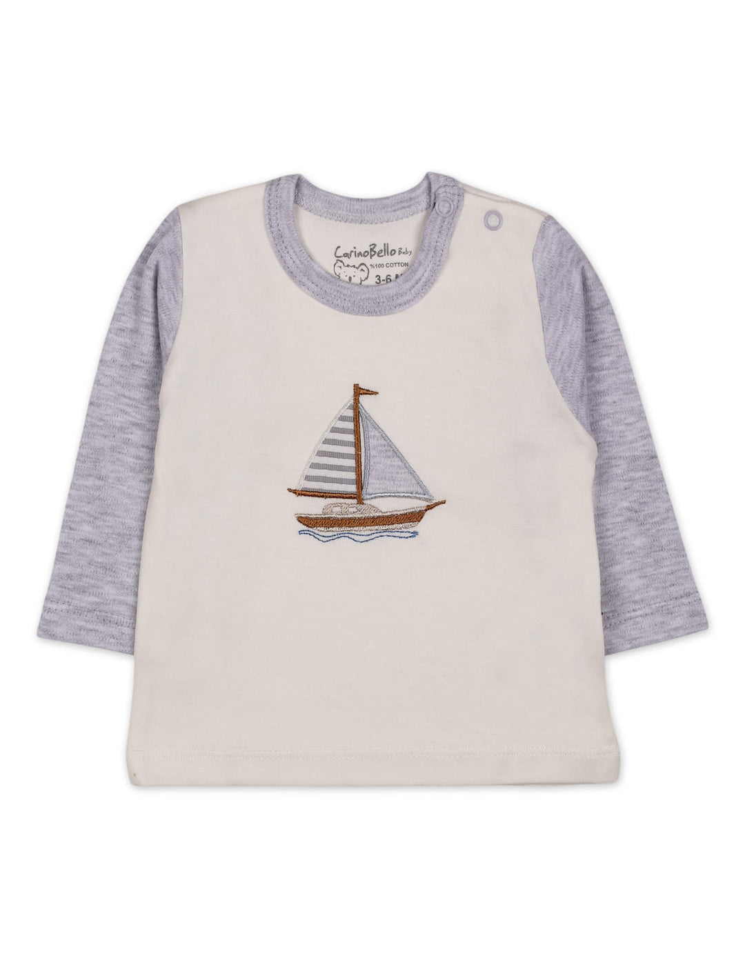 Baby Winter 2 Piece Suit Set Sailboat Grey and Off White at Zubaidas Online Pakistan