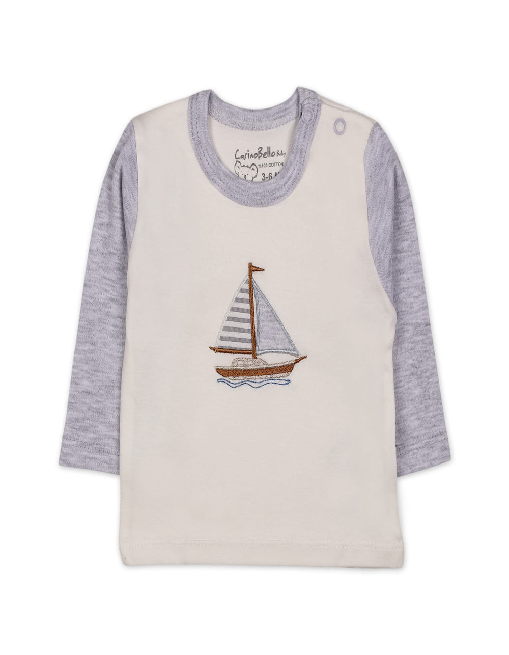 Baby Winter 2 Piece Suit Set Sailboat Grey and Off White at Zubaidas Official Pakistan