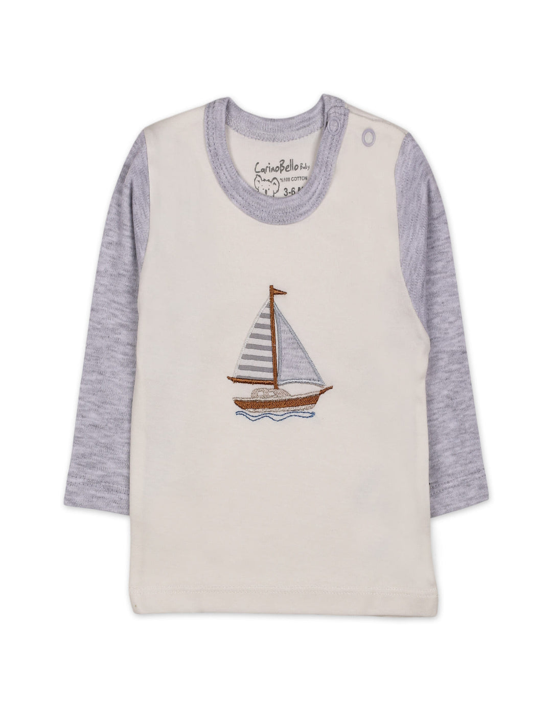 Baby Winter 2 Piece Suit Set Sailboat Grey and Off White at Zubaidas Official Pakistan