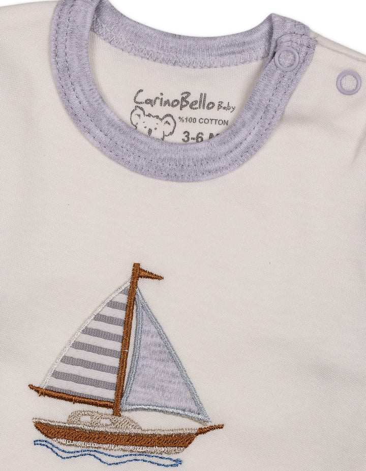Baby Winter 2 Piece Suit Set Sailboat Grey and Off White at Zubaidas Online Pakistan