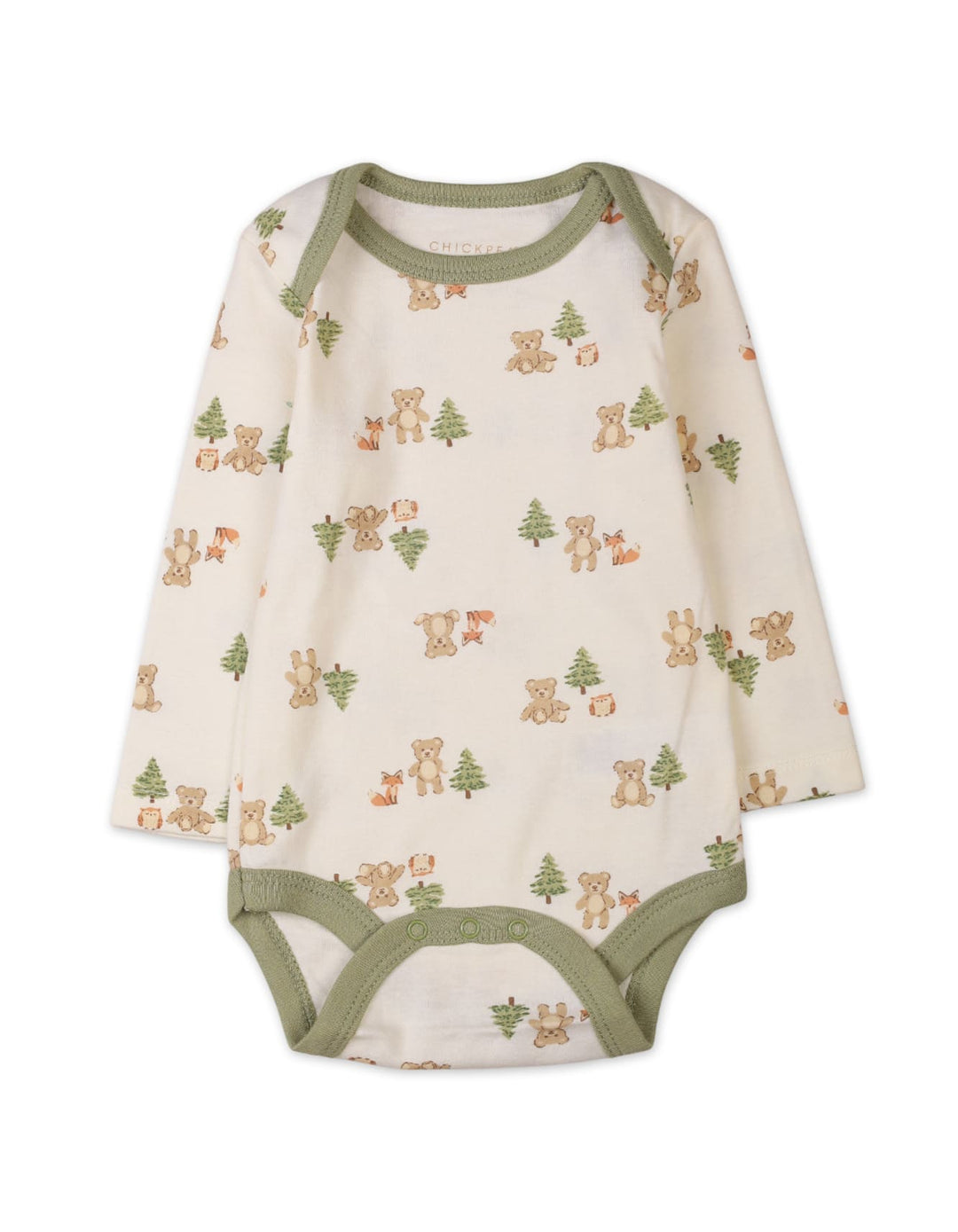 Baby winter bodysuits pack of three Bambies olive green tones at Zubaidas Offical Pakistan