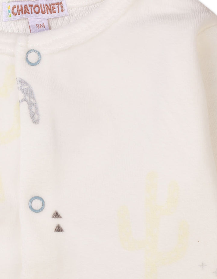 Baby Winter Clothes Bambies Cactus Print Footie Off White at Zubaidas Pakistan