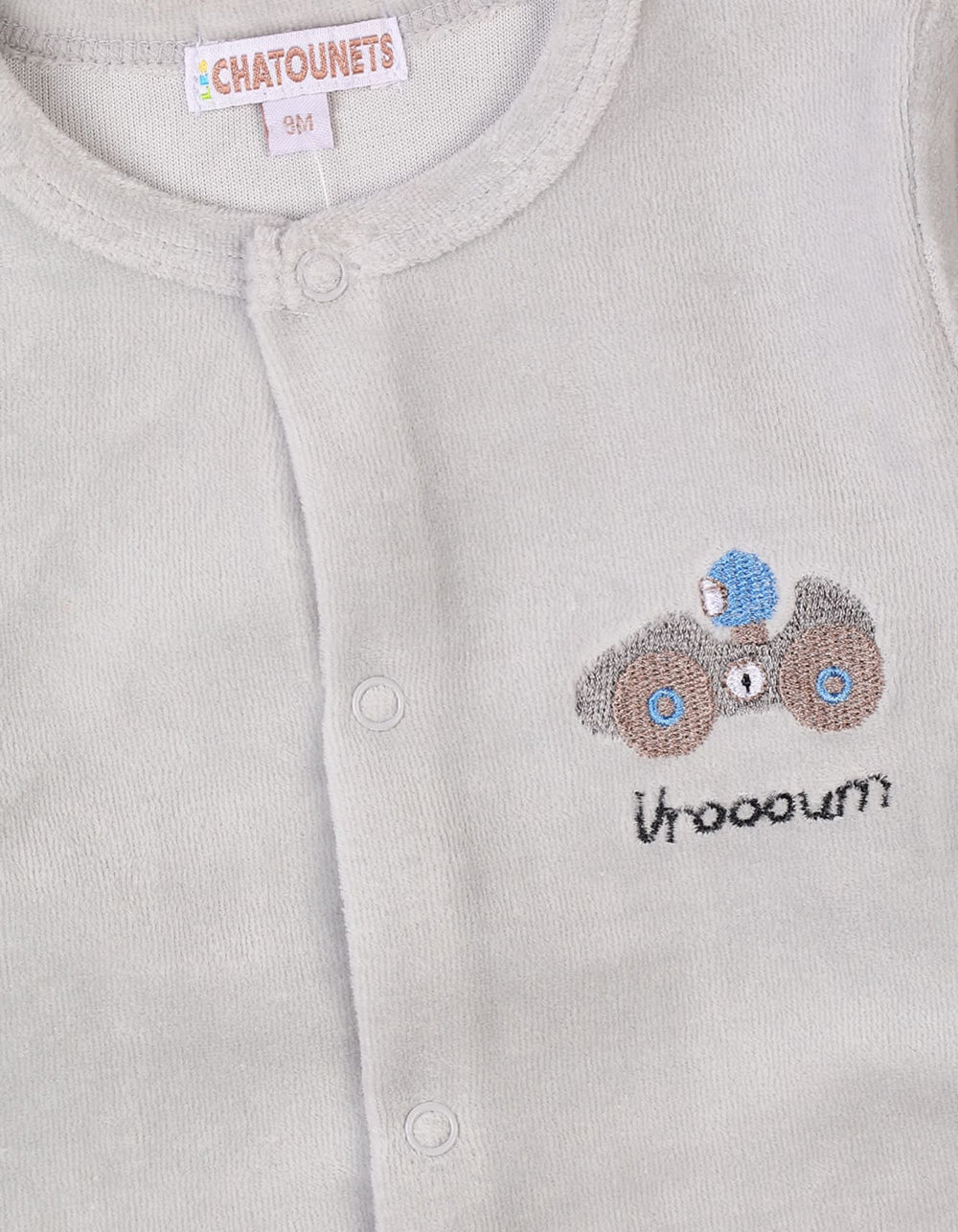 Baby Winter Clothes Bambies Car Embroidery Footie Gray at Zubaidas Pakistan