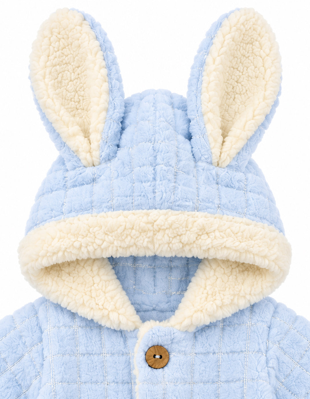 Baby Winter Hooded Jumpsuit with Bunny Ears Light Blue at Zubaidas Official Pakistan
