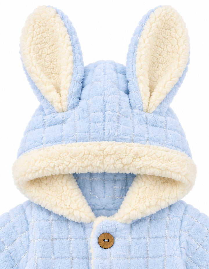 Baby Winter Hooded Jumpsuit with Bunny Ears Light Blue at Zubaidas Official Pakistan
