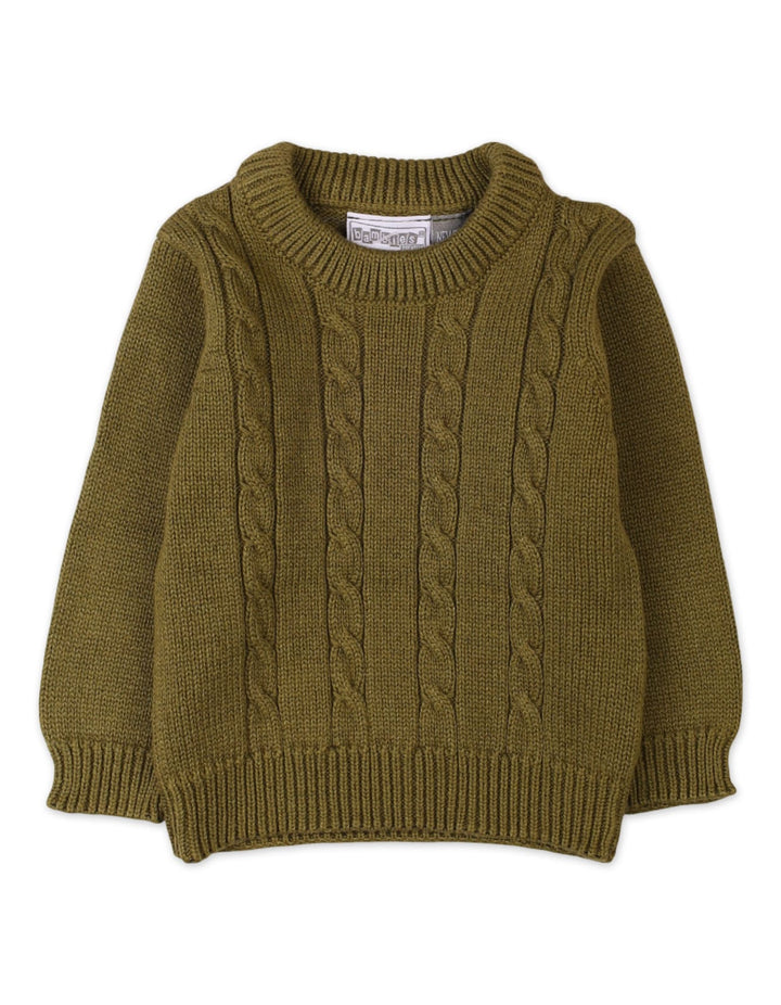Baby Winter Jumpers Bambies Cable Knit Olive Green at Zubaidas